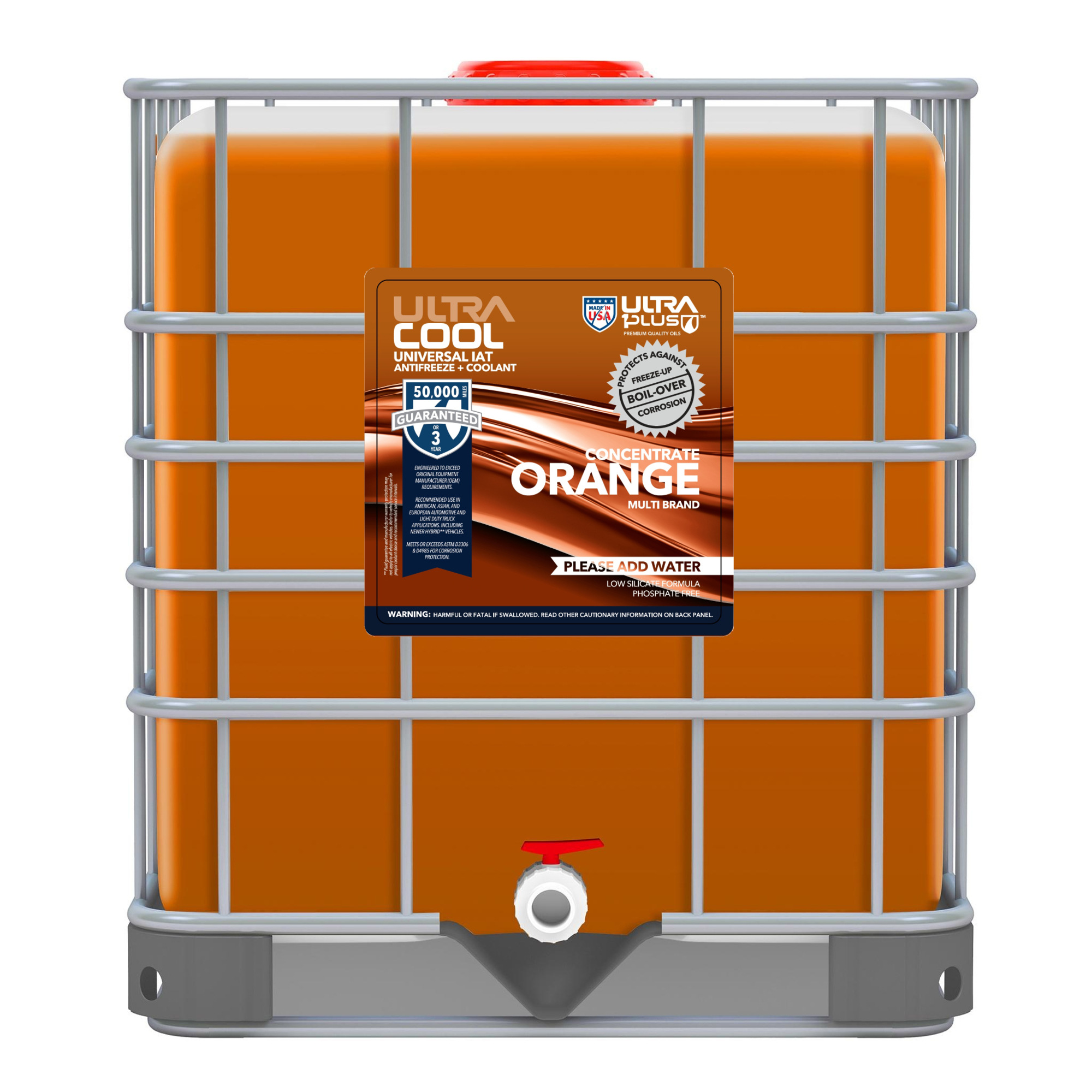 Ultra1Plus UltraCool Universal Antifreeze + Coolant Concentrate - 250 Gal., Orange, Phosphate and Amine Free, Model# UL915